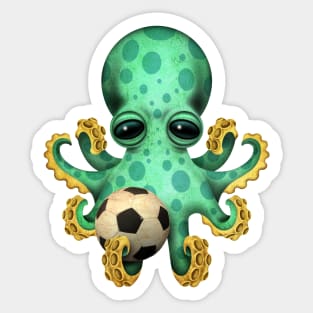Cute Baby Octopus With Football Soccer Ball Sticker